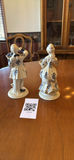 Pair of blue-and-white porcelain figurines: man with violin and woman with instrument - thumbnail 2 of 5