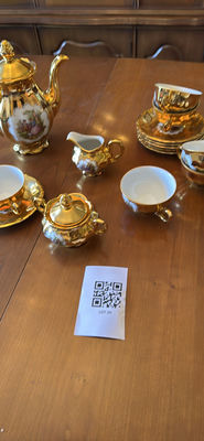 Bavaria, Gold-Trim Porcelain Tea Set with Hand-Painted Scenes, Made in Germany - Image 1 of 8