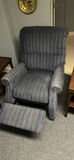 Vintage wooden media cabinet with CRT TV, blue upholstered recliner, end table, and landscape painting - thumbnail 2 of 7