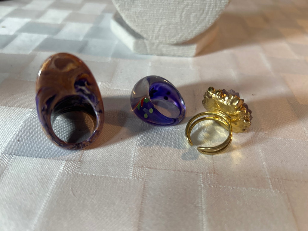 Lavender Jade necklace, and three rings - image 2 of 4
