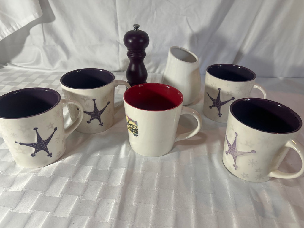Large ceramic Mugs, wood Pepper Grinder  - image 1 of 7