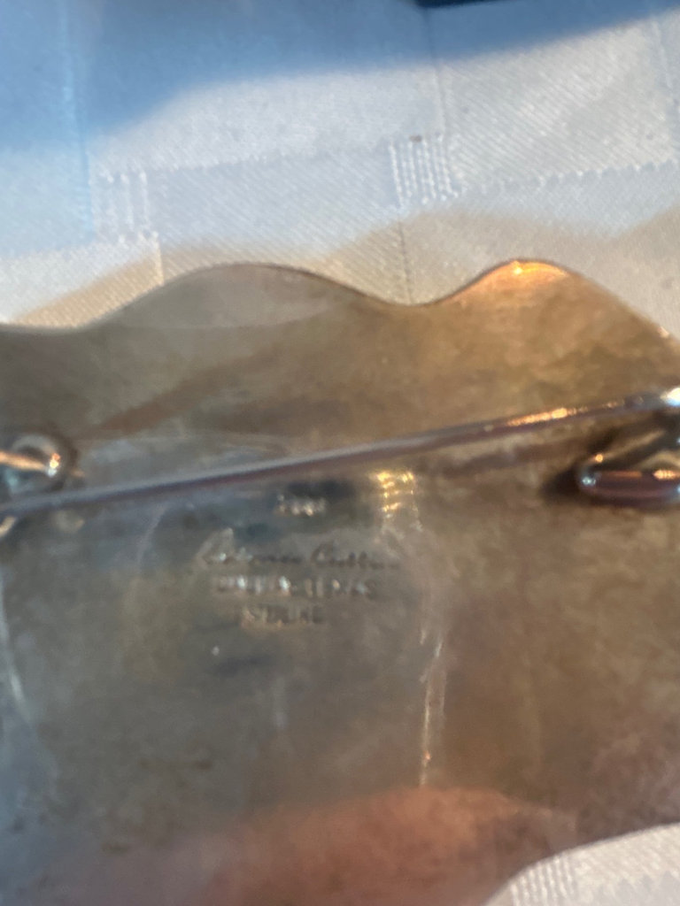 Huge Sterling & Turquoise signed pin, & cuff bracelet - image 3 of 5