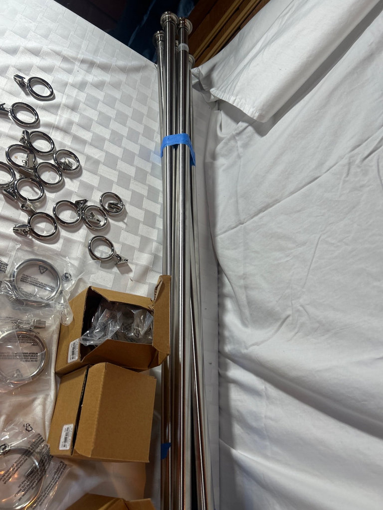 5 Chrome Curtain Rods, and Chrome Ring curtain clips - image 4 of 5