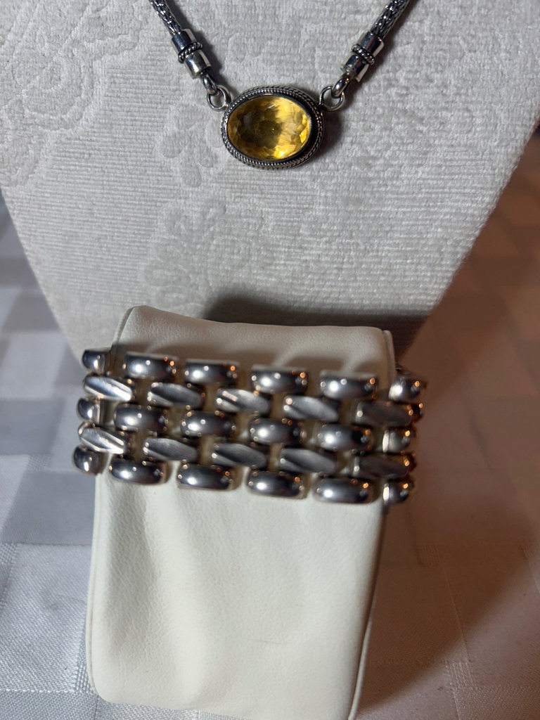 Sterling and Gold Topaz necklace, panther link bracelet - image 2 of 4