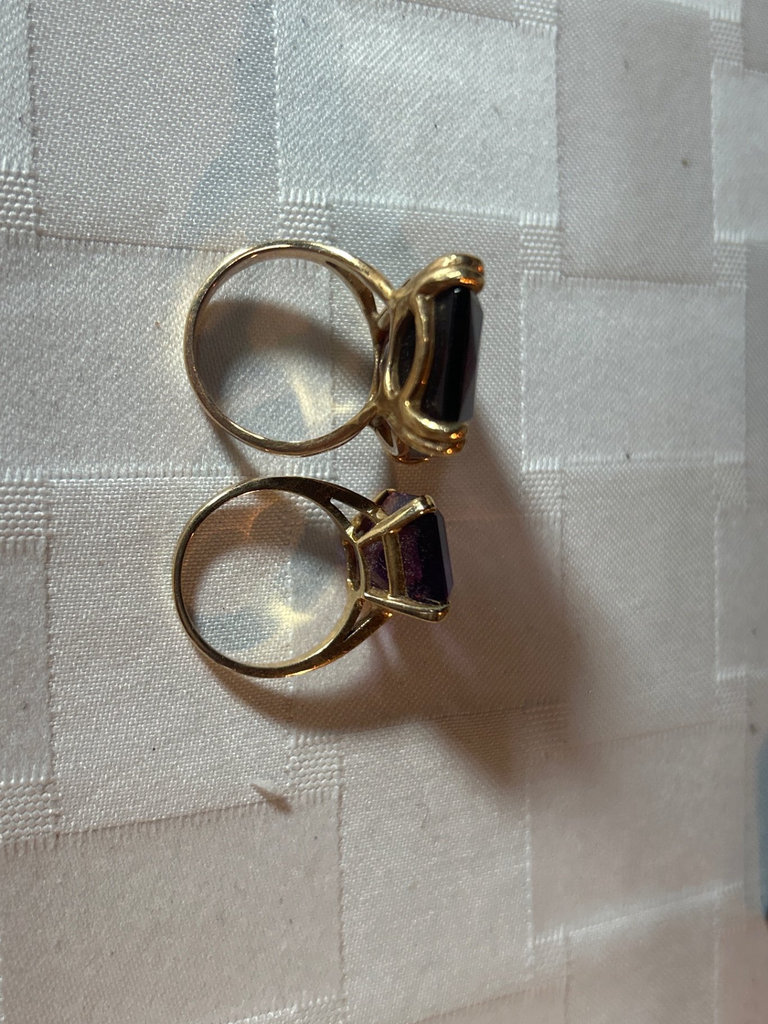 Two Baguette Cut Amethyst, 14k Rings - image 3 of 4