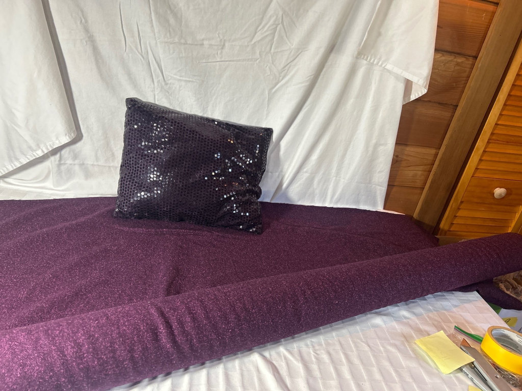 A bolt of purple wool fabric, and Throw Pillow - image 2 of 3