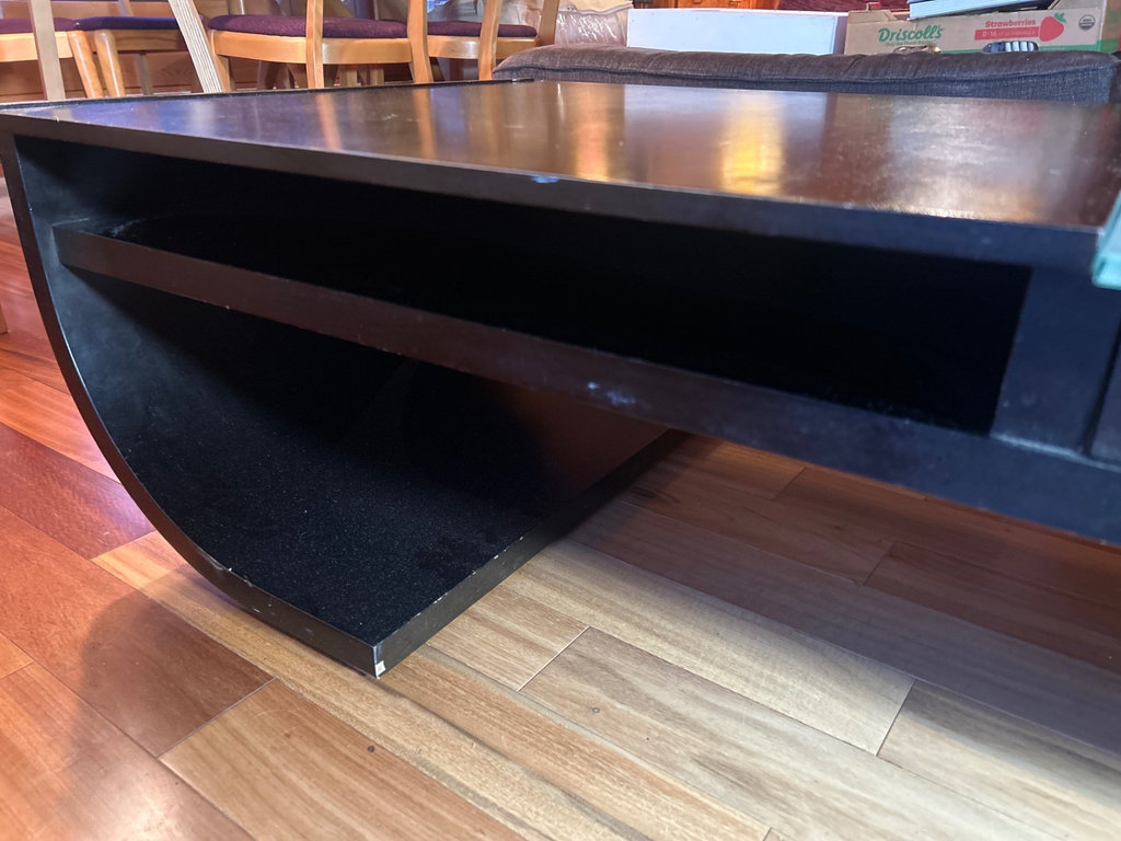 Contemporary wood and glass coffee table - image 2 of 5
