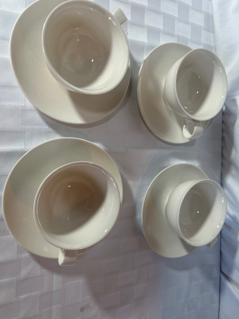White Made in England cups & saucers - image 3 of 5