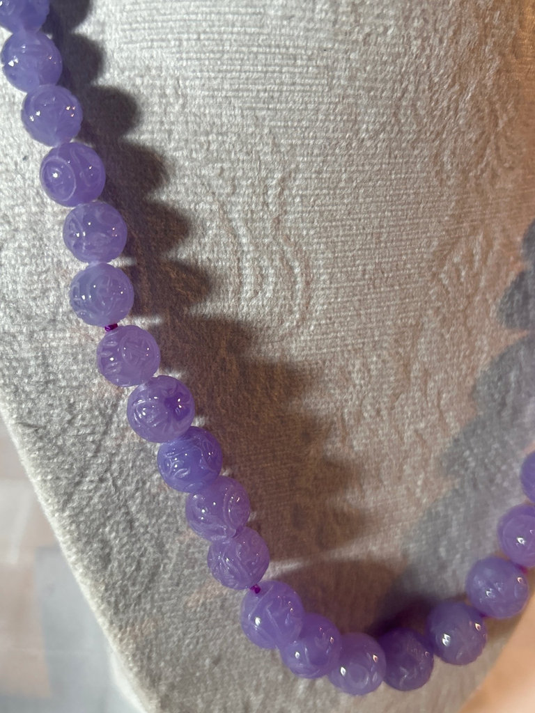 Lavender Jade necklace, and three rings - image 3 of 4