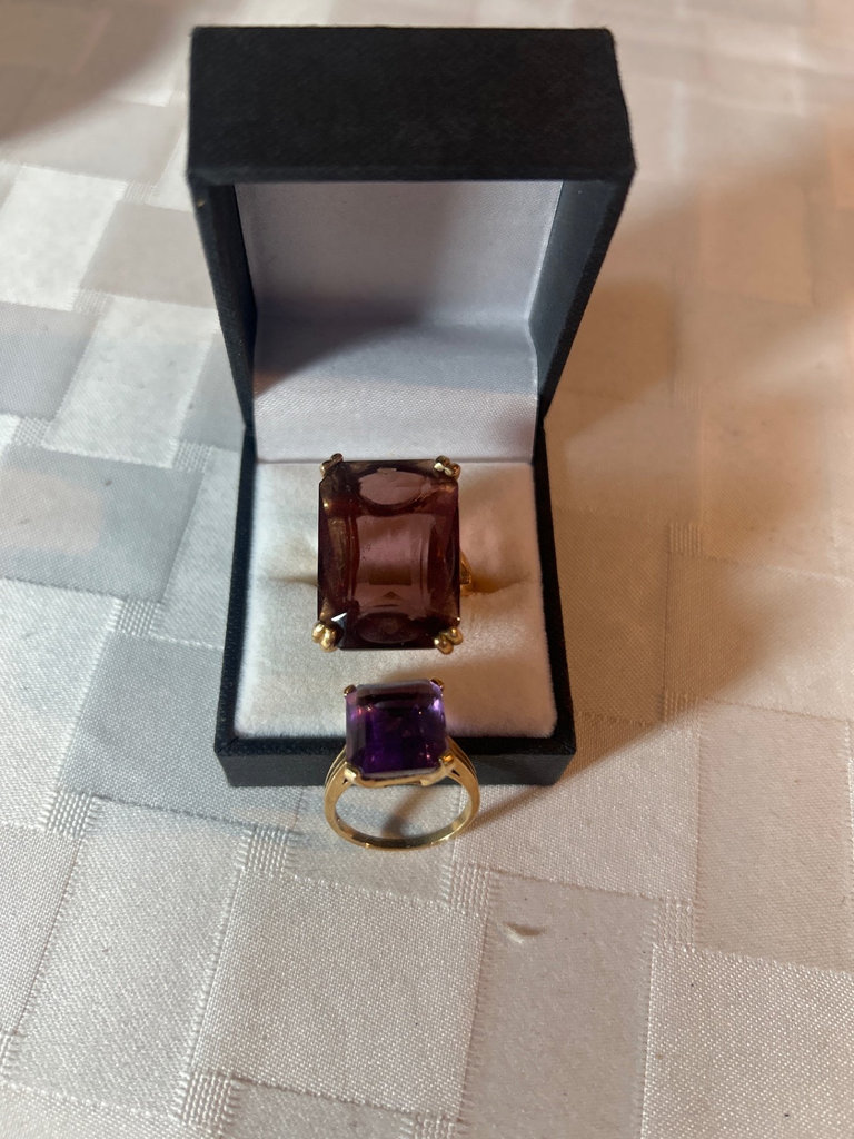 Two Baguette Cut Amethyst, 14k Rings - image 1 of 4
