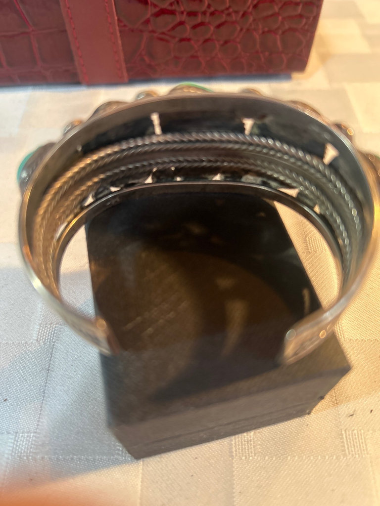 Huge Sterling & Turquoise signed pin, & cuff bracelet - image 5 of 5