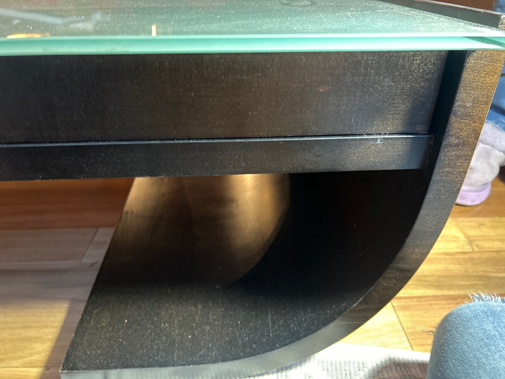 Contemporary wood and glass coffee table - image 4 of 5