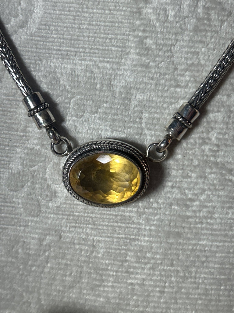 Sterling and Gold Topaz necklace, panther link bracelet - image 3 of 4