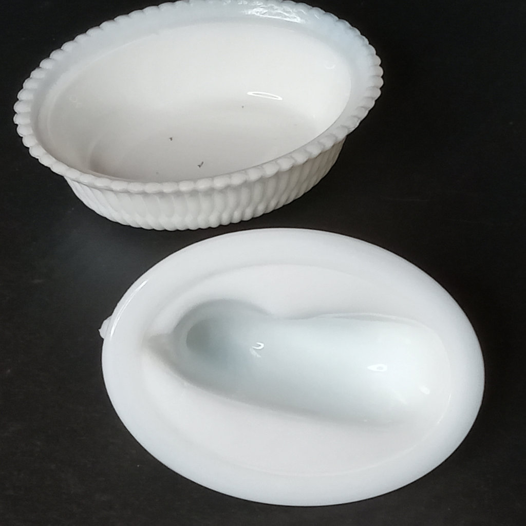 Antique Milk Glass Animal on Basket Dishes - image 10 of 12