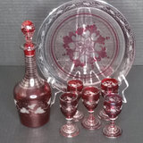 Antique Cranberry Glass Decanter Set - thumbnail 2 of 13