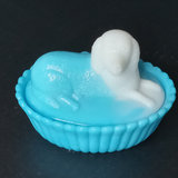 Antique Milk Glass Animal on Basket Dishes - thumbnail 6 of 12