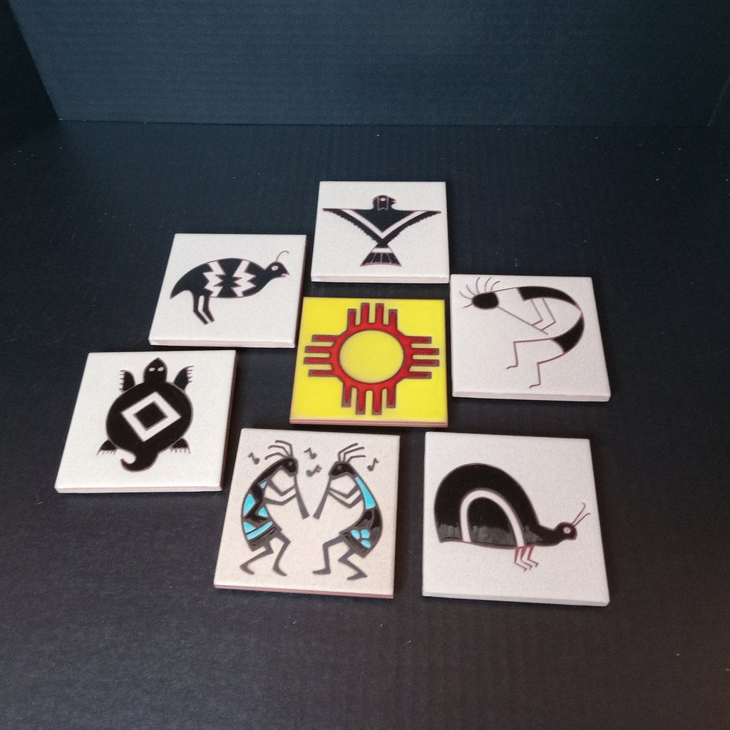 Native American Hand Painted Ceramic Tiles - image 1 of 8