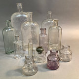 Antique Clear Glass Elixir & Ink Bottles - thumbnail 1 of 11
