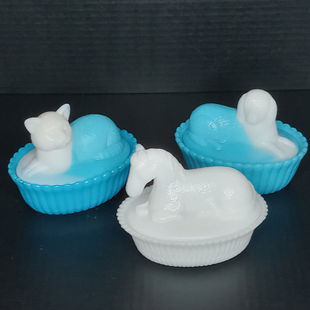 Antique Milk Glass Animal on Basket Dishes - image 1 of 12