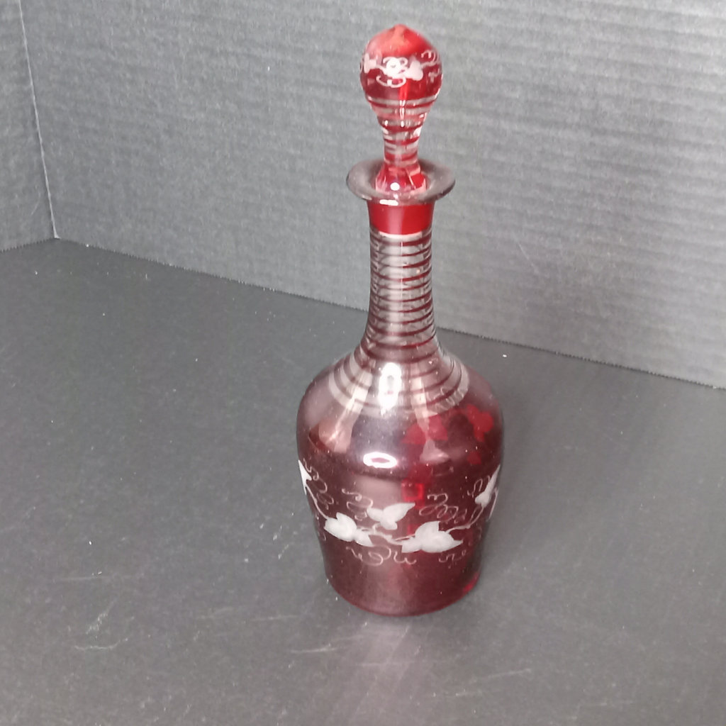 Antique Cranberry Glass Decanter Set - image 7 of 13