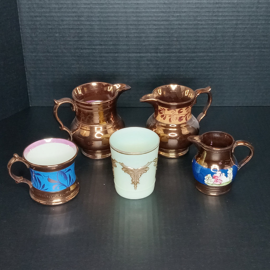 Antique Copper Lusterware & Custard Glass - image 1 of 13