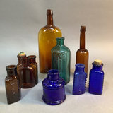 Antique Colored Glass Elixir Bottles - thumbnail 1 of 5