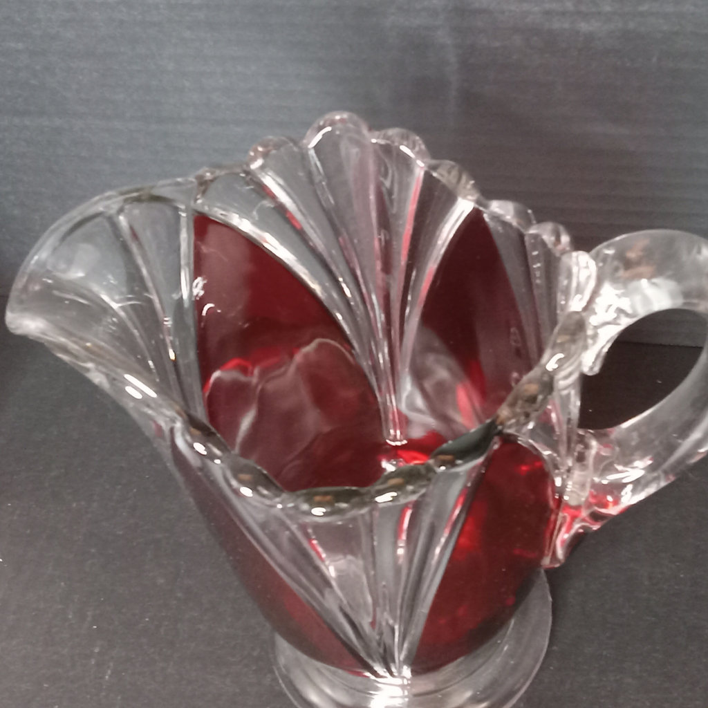 Ruby Flash on Colorless Glass "Huber" Pitcher Set - image 3 of 8