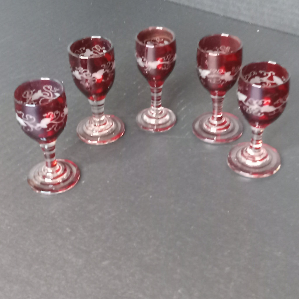 Antique Cranberry Glass Decanter Set - image 11 of 13