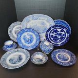 Antique Flow Blue Transferware - thumbnail 1 of 24