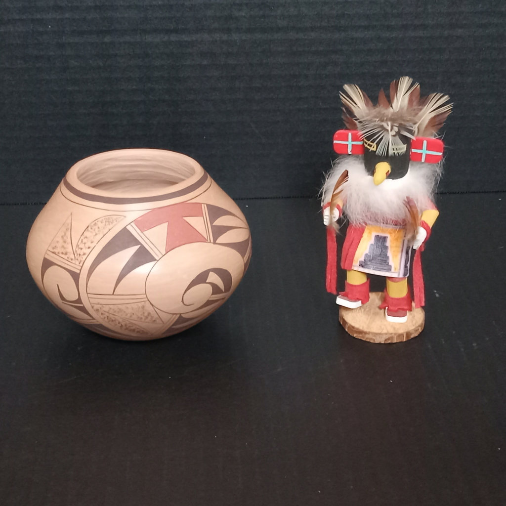 Hopi Pueblo Pot & Kachina Doll - image 1 of 11