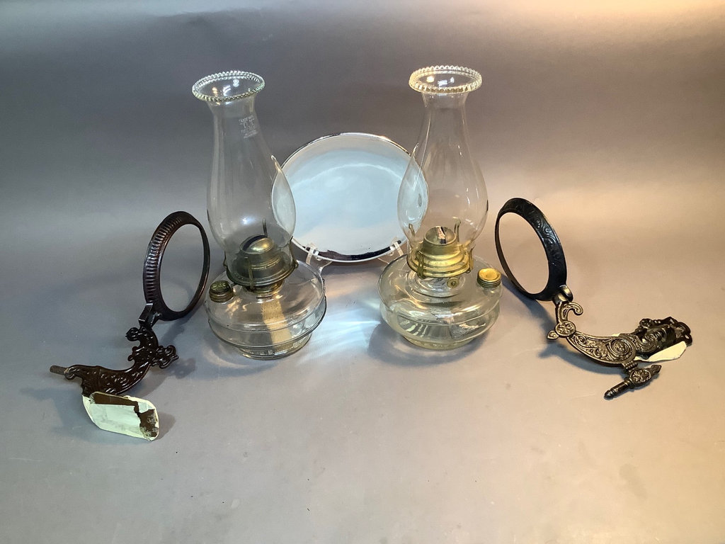 Antique Kerosene Lamps w/ Reflector and Wall Sconces - image 1 of 15
