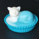 Antique Milk Glass Animal on Basket Dishes - thumbnail 2 of 12