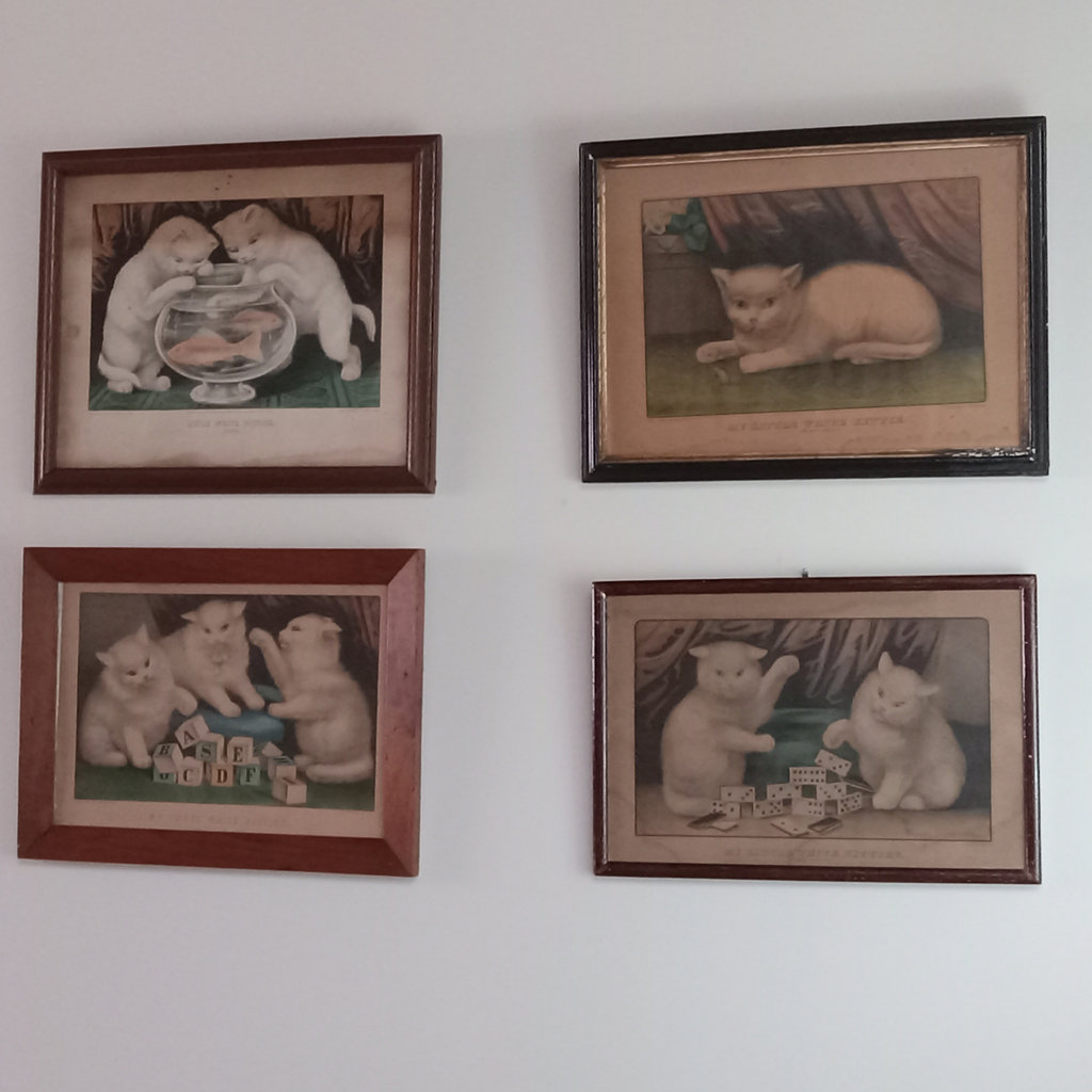 Antique Framed Currier & Ives Cat Prints - image 1 of 19