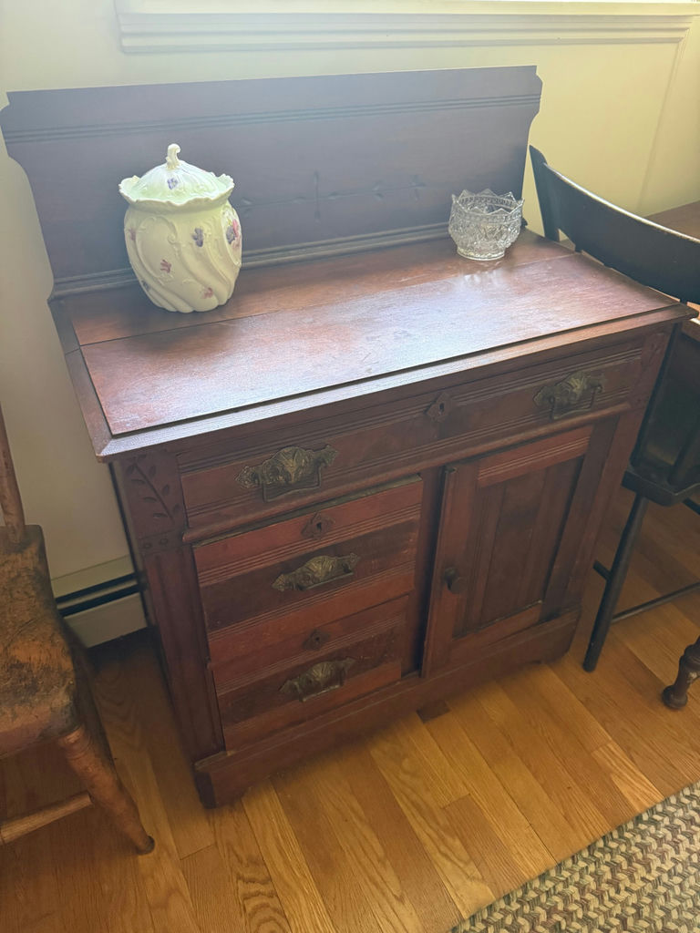 Pair of Antique Pieces, Small Cupboard & Antique Desk w/Chair - image 1 of 2