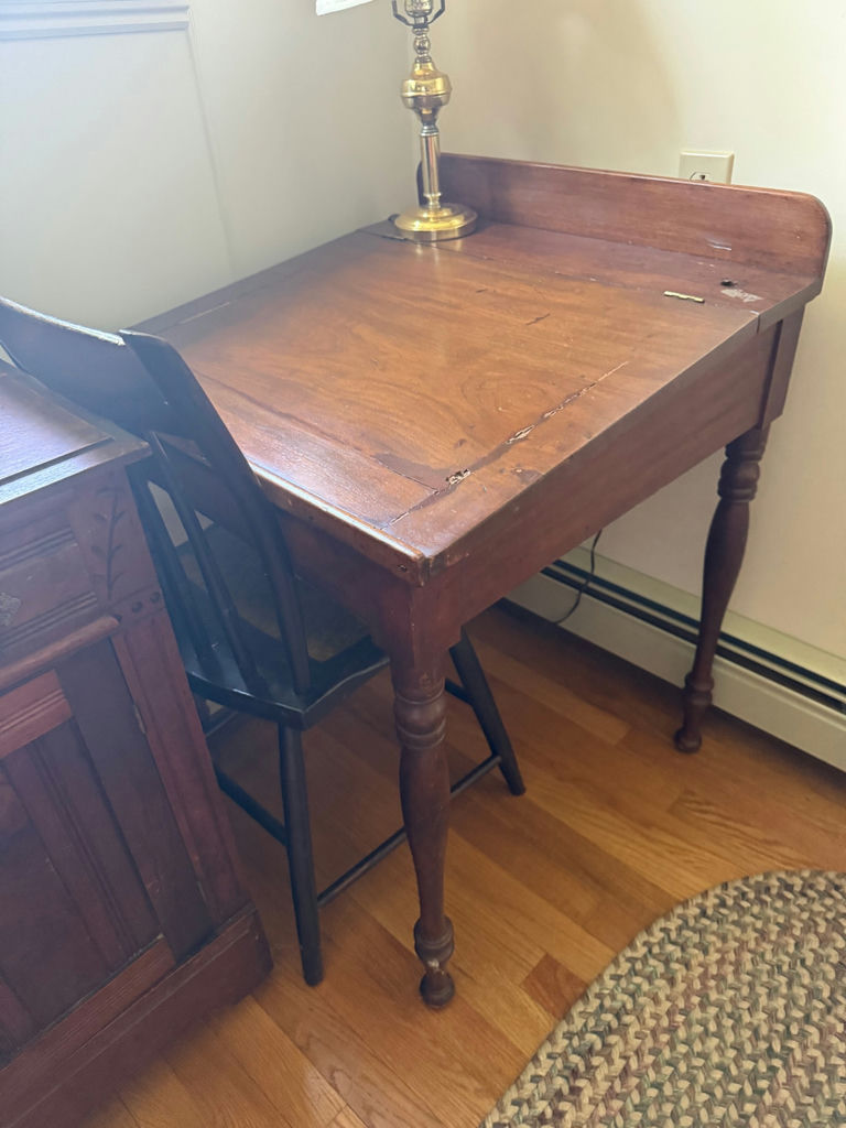 Pair of Antique Pieces, Small Cupboard & Antique Desk w/Chair - image 2 of 2