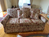 Floral patterned upholstered sofa with cushions - thumbnail 1 of 7