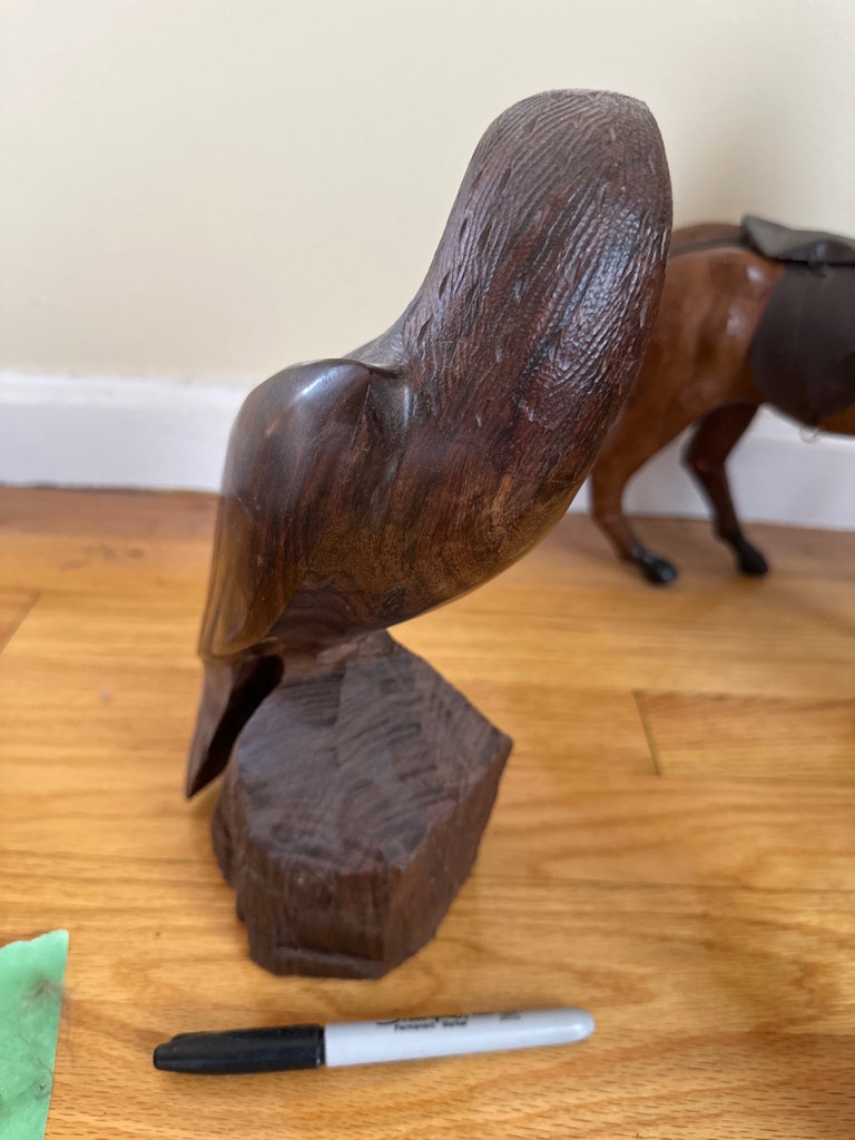 Leather Horse Figurine, Signed Carved Wood Eagle, More  - image 10 of 12