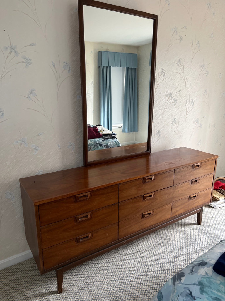 Mid-century-modern dresser with mirror - image 1 of 6