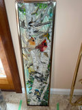 Stained painted glass panel with birds on a birch tree - thumbnail 3 of 5