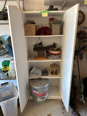 White tall storage cabinet  - Image 1 of 5