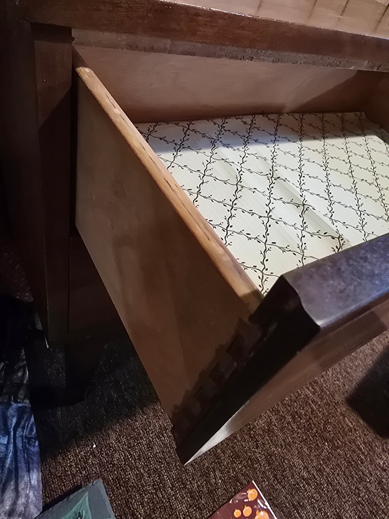 Two-drawer mid-century wooden nightstand - image 2 of 7