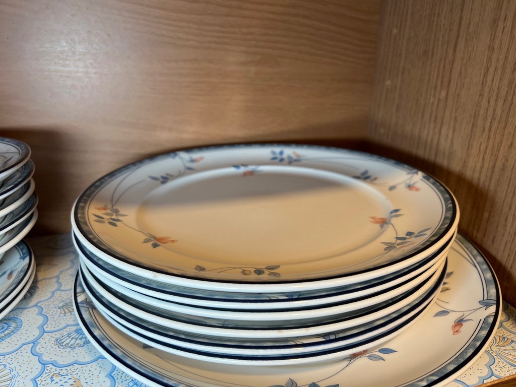 Noritake Ceramic dinnerware set with blue floral borders and more dishes - image 3 of 9