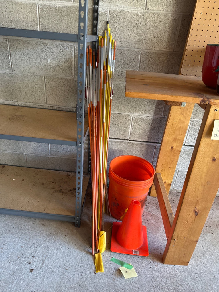 Marker poles with reflectors, traffic cone, and bucket - image 2 of 4