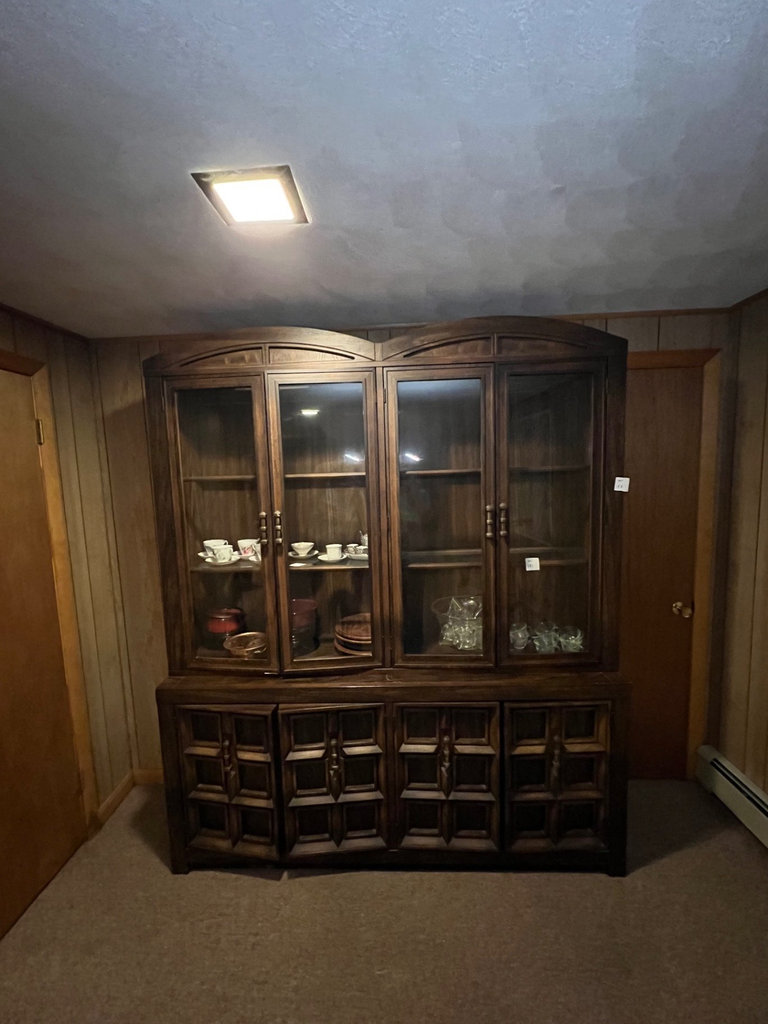 Dark Wood China Cabinet with Glass-Front Display and Paneled Base - image 9 of 12
