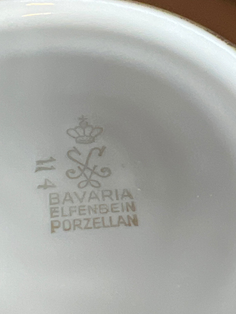 Porcelain tea set with blue and floral designs - image 3 of 10