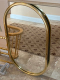 Gold-tone mirror, brass rack, and wooden magazine rack - thumbnail 2 of 5