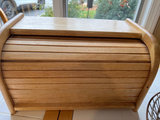 Wooden kitchen storage set with bread box, napkin holder, wire fruit basket, and embroidered towel - thumbnail 4 of 6