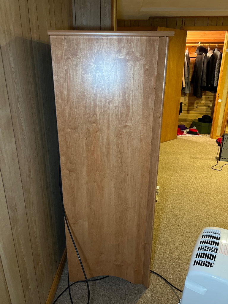 Wooden storage cabinet with glass doors and drawers - image 3 of 5