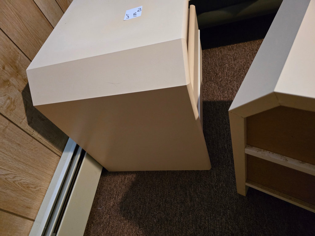 Pair of beige two-drawer nightstands - image 9 of 13