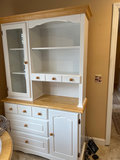 White wood hutch with glass display cabinet and drawers - thumbnail 1 of 4
